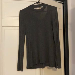 Mossimo Supply Co Dark Gray Long Sleeve Top w/ Keyhole Back Size S
